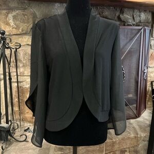 Nina Leonard Sheer Open-Front Jacket – Size M